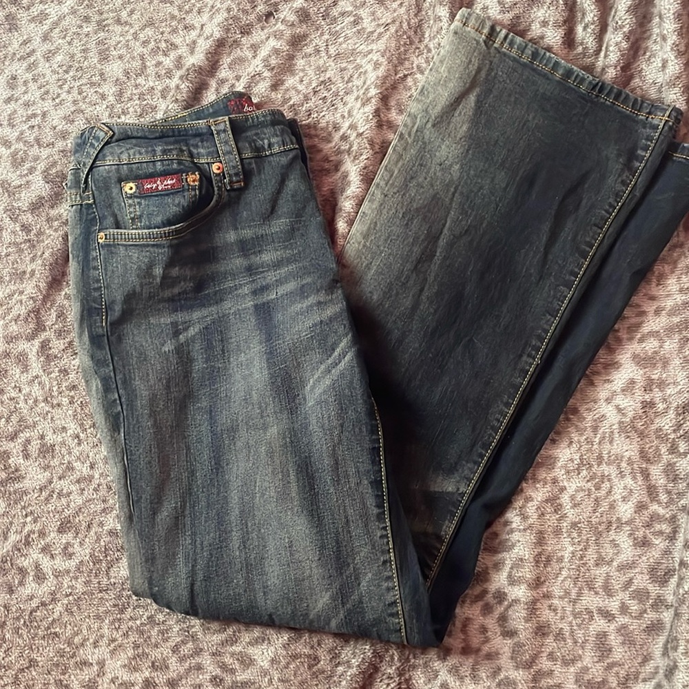 these are vintage, in-trend, low waisted bell bottom jeans.